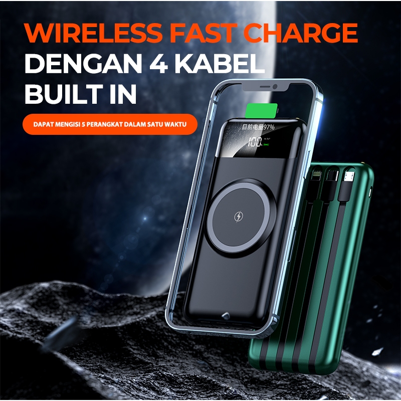 NEW SKCBO WIRELESS POWERBANK 20000MAH / BUILT IN CABLE POWER BANK