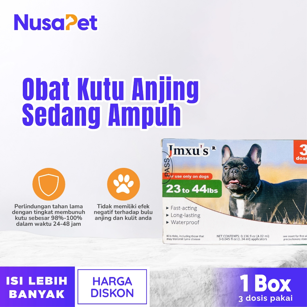 Obat Kutu Anjing Sedang – Obat Kutu Anjing Asli – Obat Tetes Kutu Anjing Ampuh - 3 Dosis Pakai