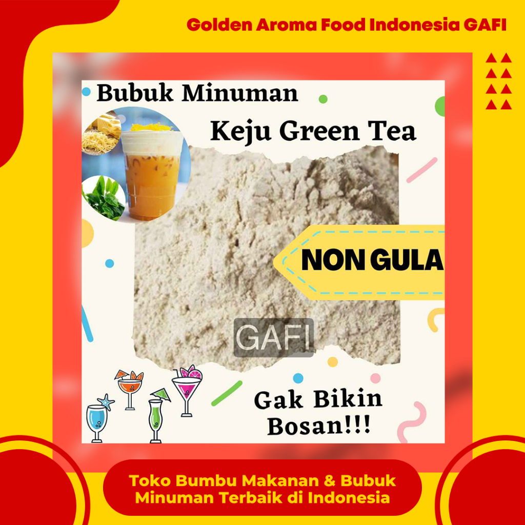 

GAFI Food Bubuk Minuman Rasa Keju Green Tea NON GULA 1 Kg Enak Murah Halal, Green Tea Cheese SUGAR FREE Drink Powder 1Kg