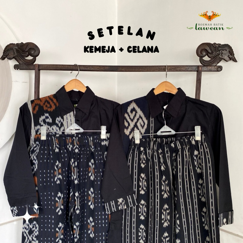 Setelan Kemeja Celana Tenun By Butik Roemah Batik Laweyan | One Set Wanita | Atasan dan Celana | COD