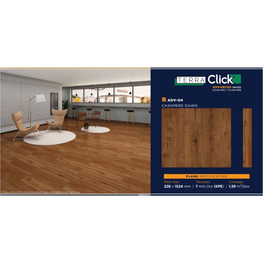 SPC TERRA KLIK LANTAI SPC FLOORING TERRA CLIK ADVANCED +UNDERLAYER BOX