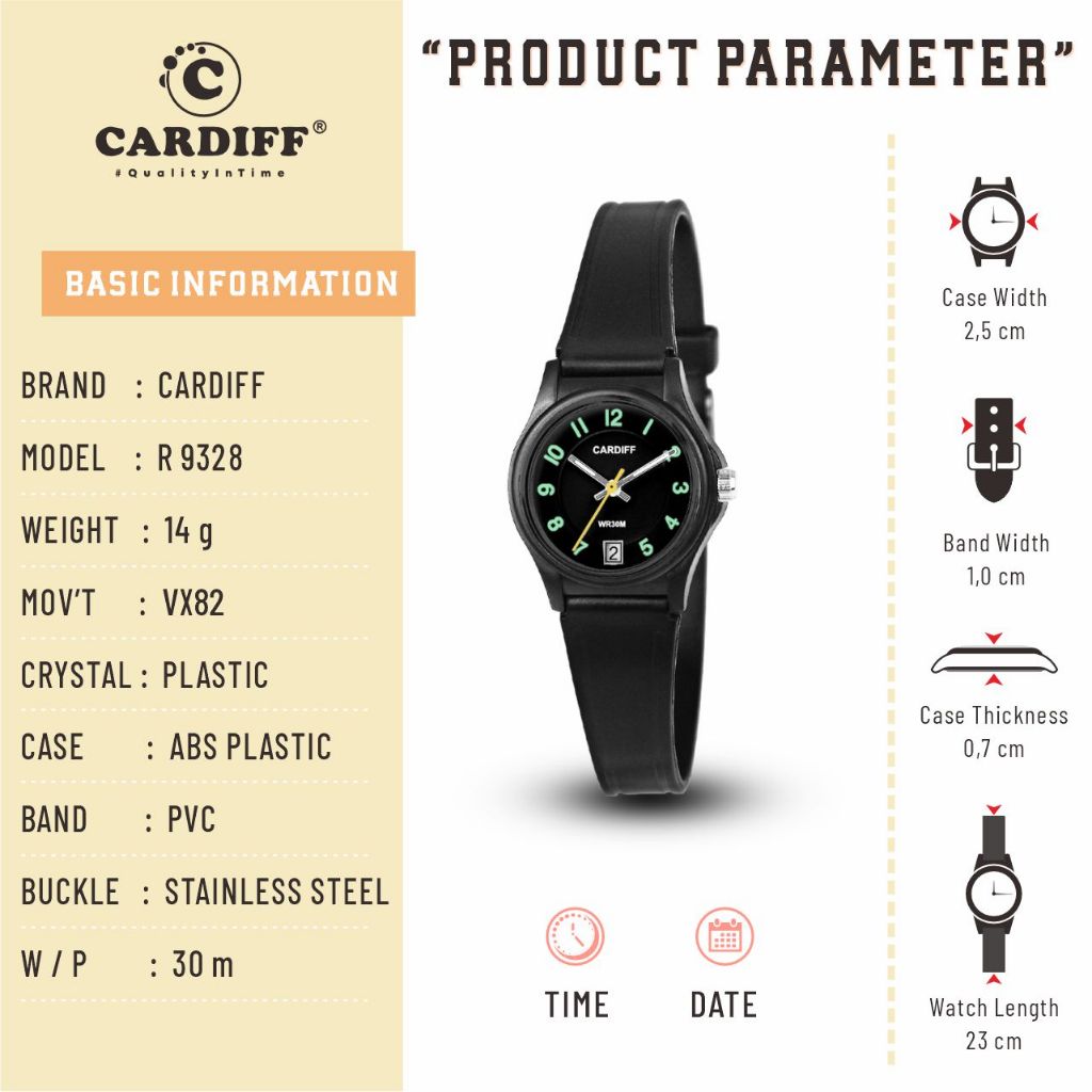Cardiff Analog R 9328 Jam Tangan Cewek Water Ressist
