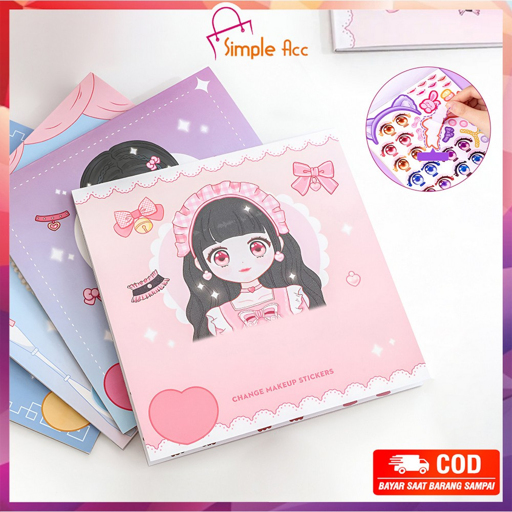

DO-M375 DIY Mainan Stiker Ganti Muka Buku Stiker Ekspresi Girl Change Makeup Stickers / Mainan Anak Perempuan Keterampilan Merias Wajah Kartun Make Up Dekorasi