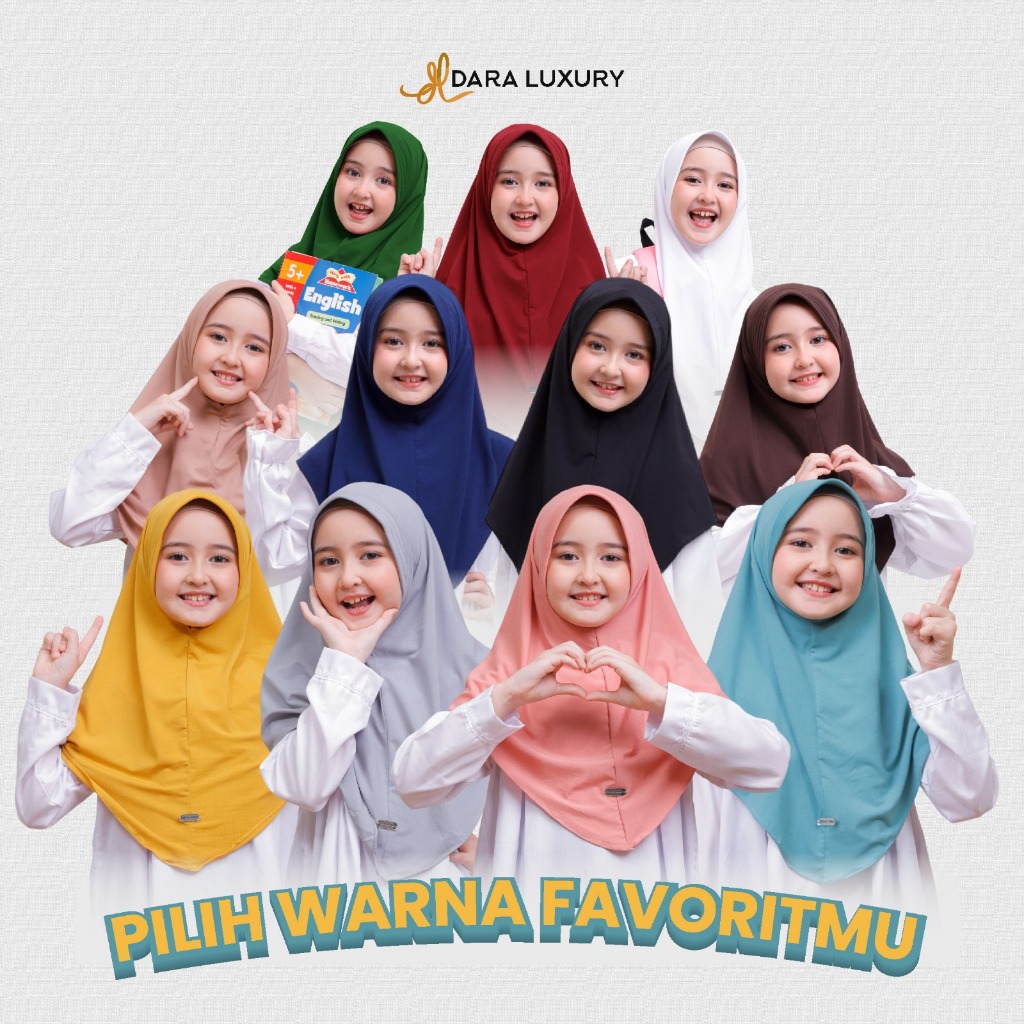 READY STOCK DARA LUXURY ALICE HIJAB INSTAN ANAK JERSEY PREMIUM KERUDUNG SEKOLAH