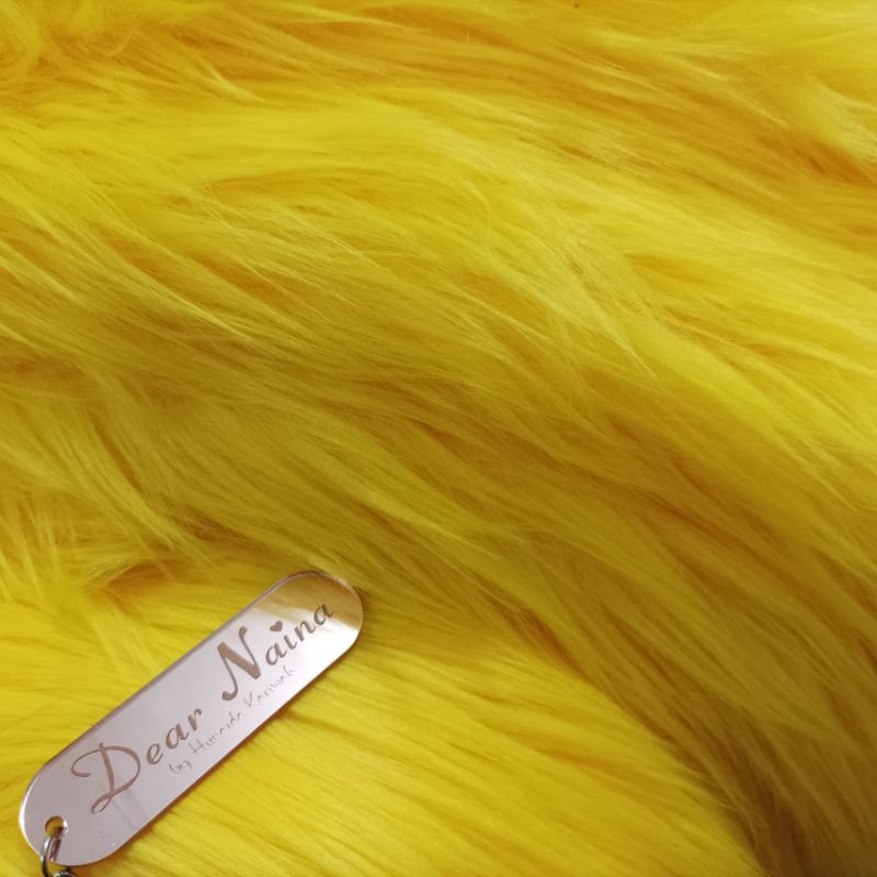 Dear Naina - Russian Yellow / Kuning Karpet Bulu Panjang Kain Bulu Halus Taplak Cover Sofa Alas Foto