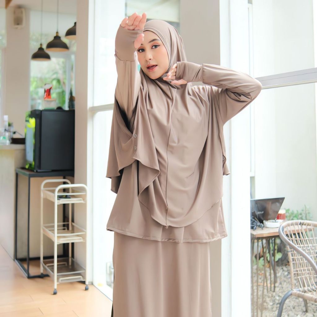 Best Sale Prqueen Denay Sporty Muslimah Set 3In1 Baju Olahraga Wanita Model Rok Celana Hijab Baju