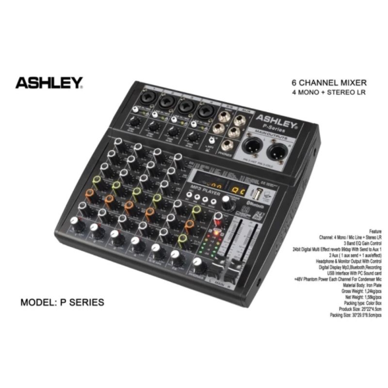 Mixer Ashley P-Series / Mixer Asley P Series 6 Channel Original Produk Ashley