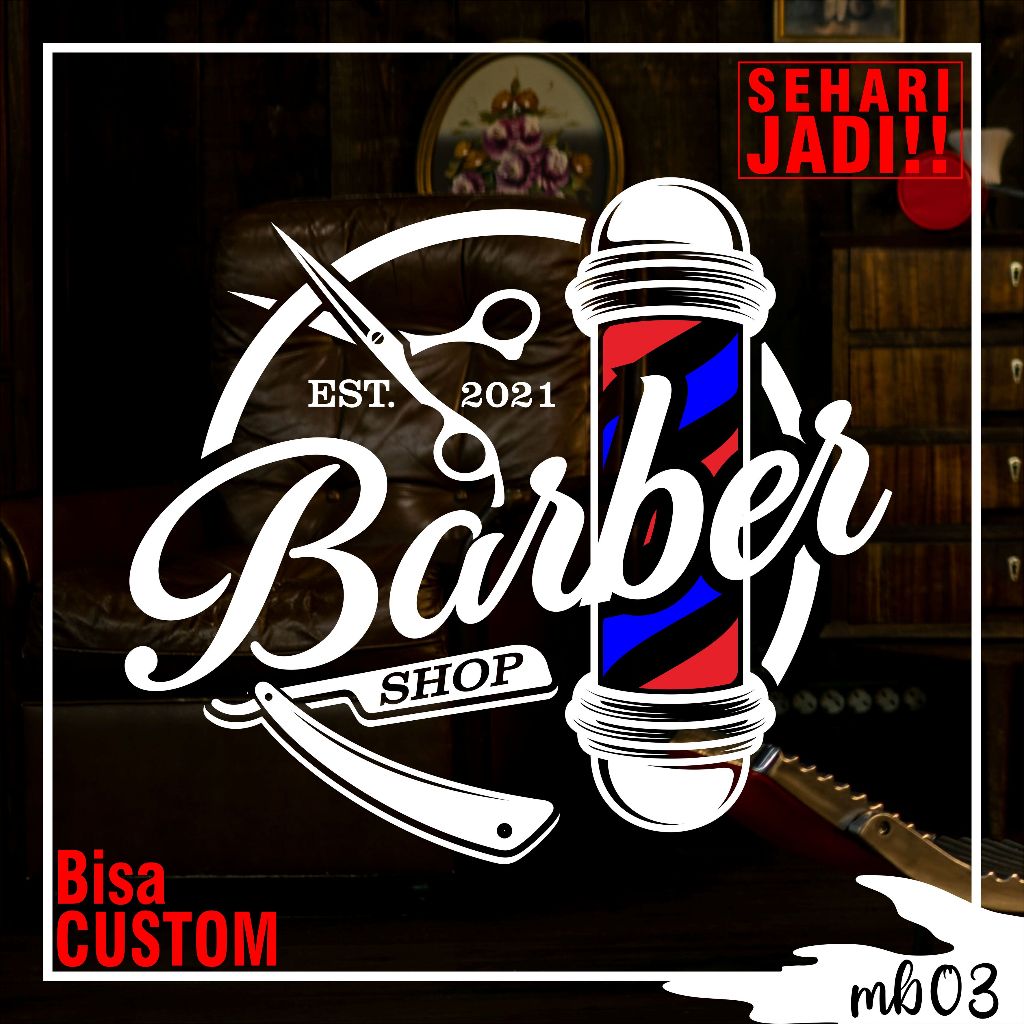 STIKER DINDING CUSTOM BARBERSHOP | WALL STICKER BARBERSHOP | CUTTING STICKER BARBERSHOP - MB03