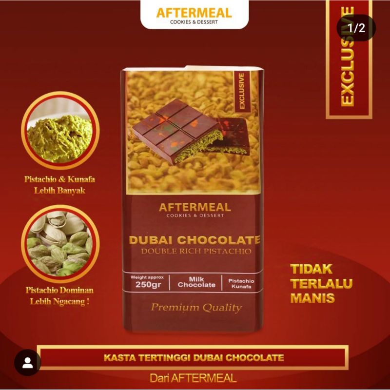 

COKELAT DUBAI Double Rich Pistachio & Kunafa 250GR