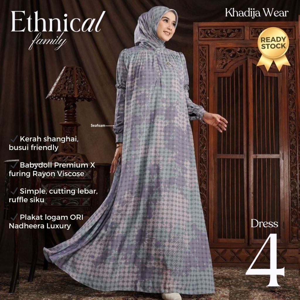 RB ETHNICAL SEAFOAM FAMILY NADHEERA LUXURY SARIMBIT 2025 COUPLE LEBARAN TERBARU ETHNICAL NADHERA