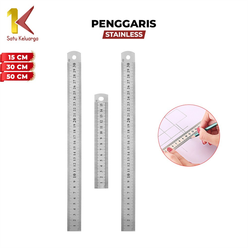 

Satu Keluarga Penggaris Besi 30CM A107 Penggaris 15CM Stainless Steel Perlengkapan Sekolah Serbaguna