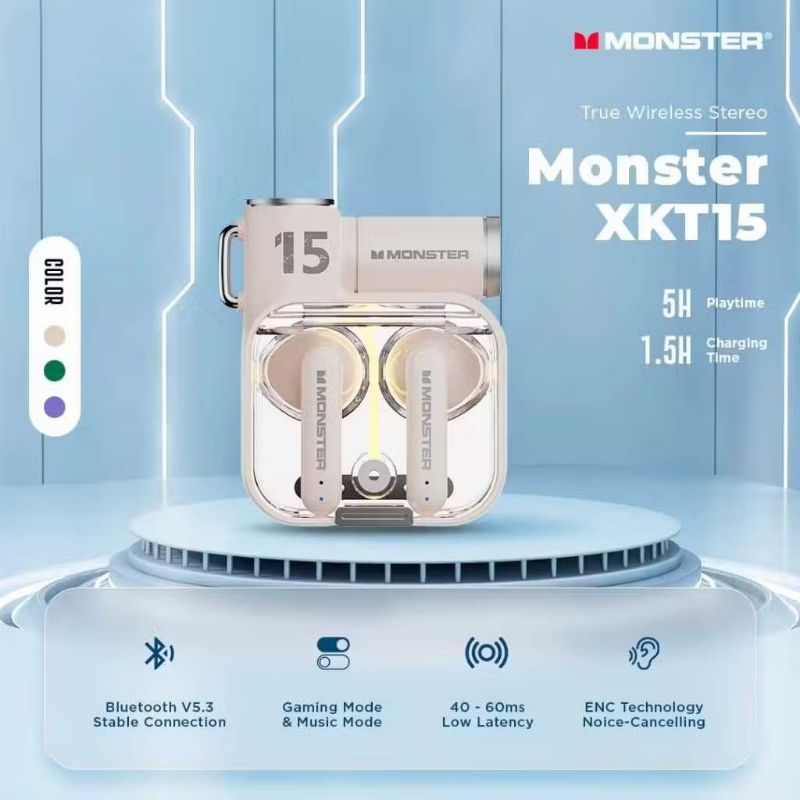 XKT15 Monster Bluetooth Earphones TWS Headset Earbuds Headphone