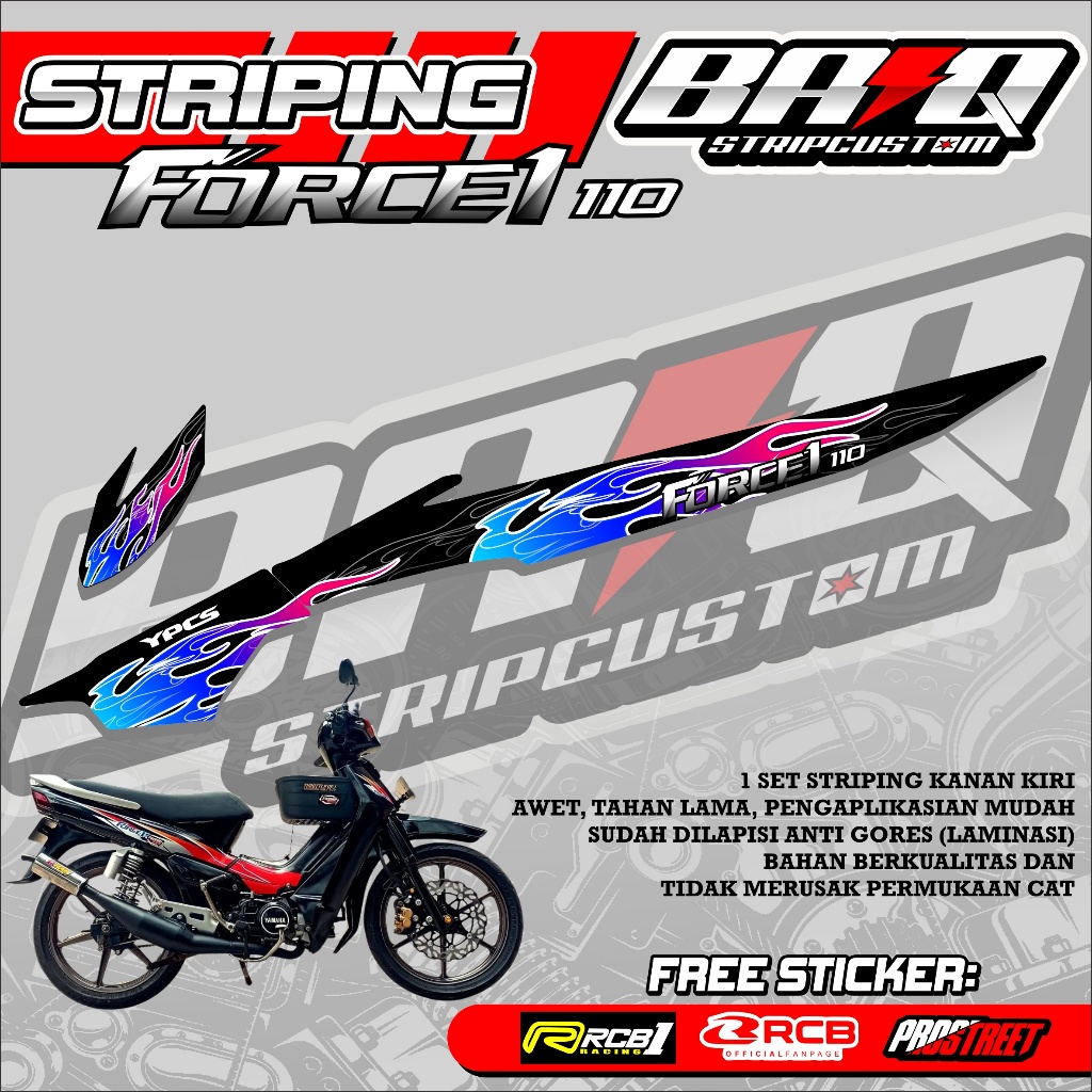 08 STRIPING YAMAHA FORCE 1 110 - STICKER STRIPING YAMAHA FORCE 1 110 MOTIF HOT FIRE