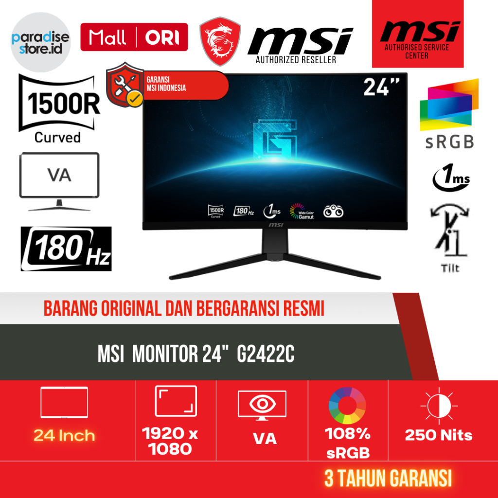 MSI Monitor VA G2422C Curved 24 Inch