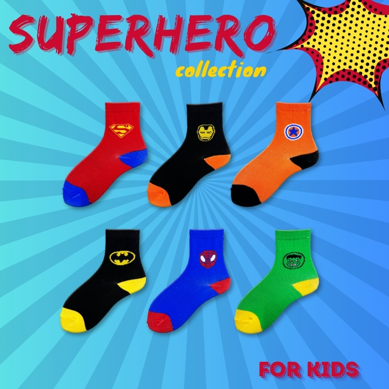 Kaos Kaki Superhero Kaos Kaki Anak Superhero Kaos Kaki Laki-Laki Superhero Motif Warna