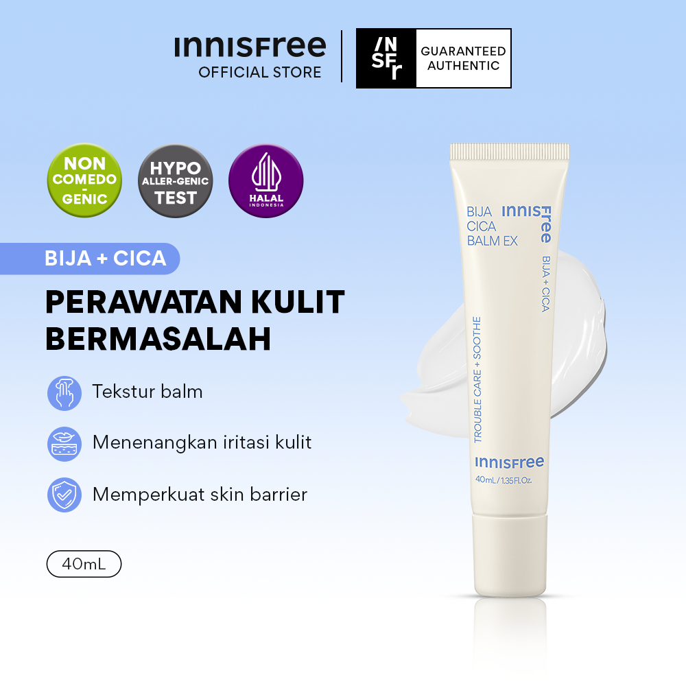 Innisfree Bija Cica Balm 40ml - Pelembap untuk Kulit Berjerawat dan Sensitif