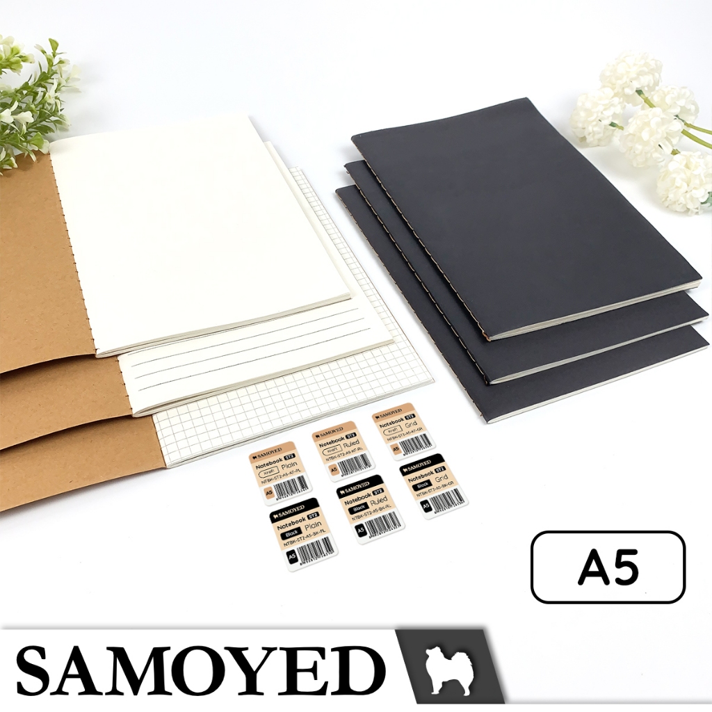 

SAMOYED NTBK-ST2-A5 Buku Tulis / Catatan / Black / Kraft Notebook A5 Plain / Ruled / Grid / Polos / Garis / Kotak