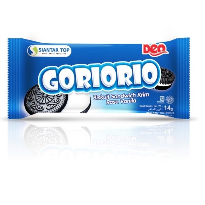 

Goriorio biskuit sandwich krim rasa vanila / Biskuit Sandwich Goriorio - 1 Pack isi 20 pcs (14Gr)