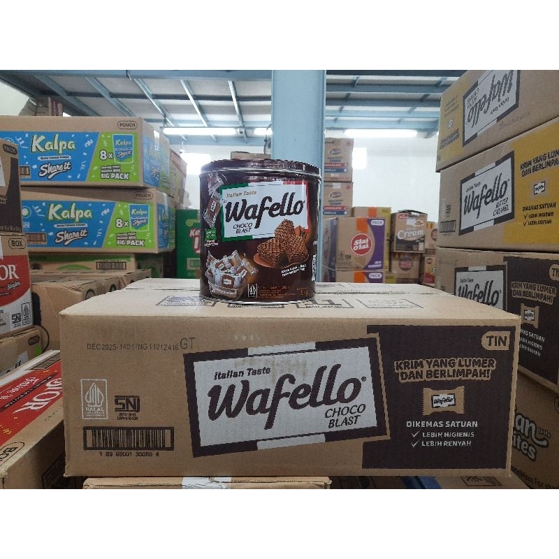 

(1DUS ISI 6 KALENG) WAFELLO WAFER KALENG RASA COKLAT