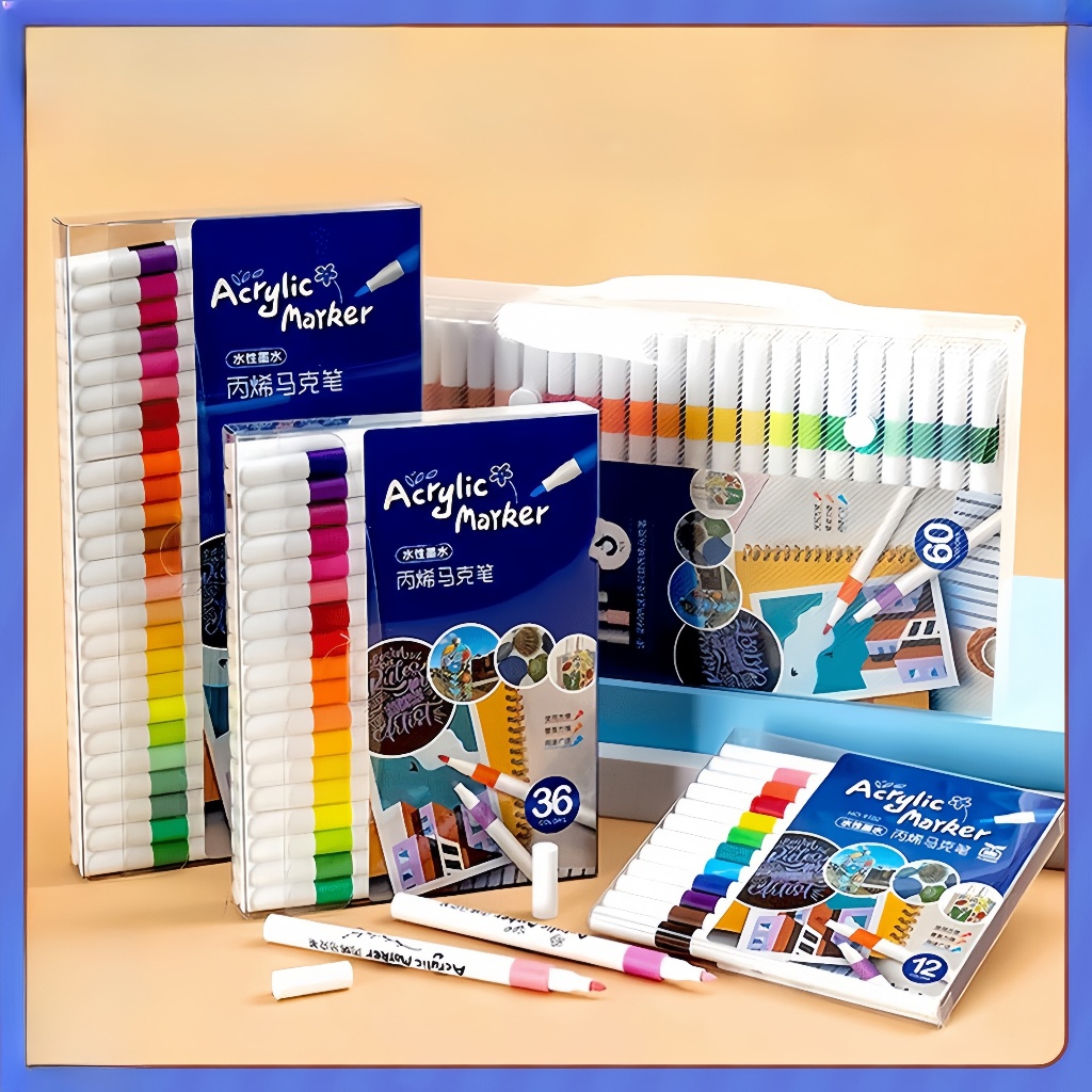 

【24H】36/48/60/80 Colors Acrylic Marker Set Pen Akrilik Marker Warna Cepat Kering Tahan Air / Spidol Acrylic Painter / Menggambar Kreativitas Seni Edukasi Anak