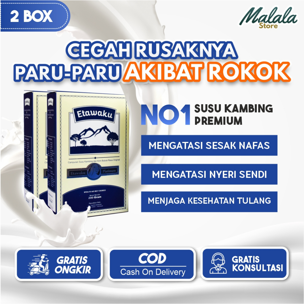 

Etawaku Platinum 2 Box - Atasi Sesak Napas, TBC, Bronkitis, Pneumonia, Radang Sendi | 200gr