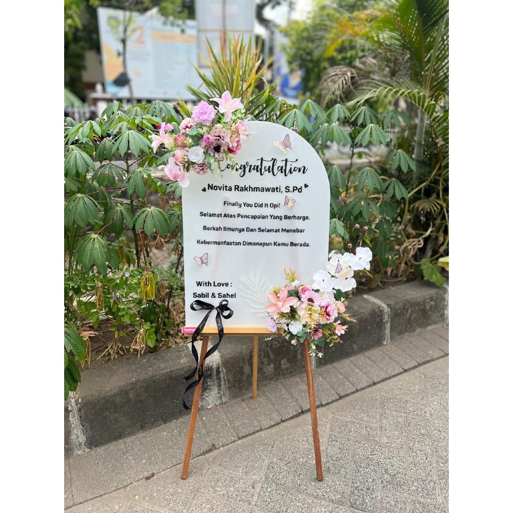 [READY] PAPAN BUNGA ACRYLIC - AKRILIK Grand Opening toko / wisuda / pernikahan / wedding / Flower St