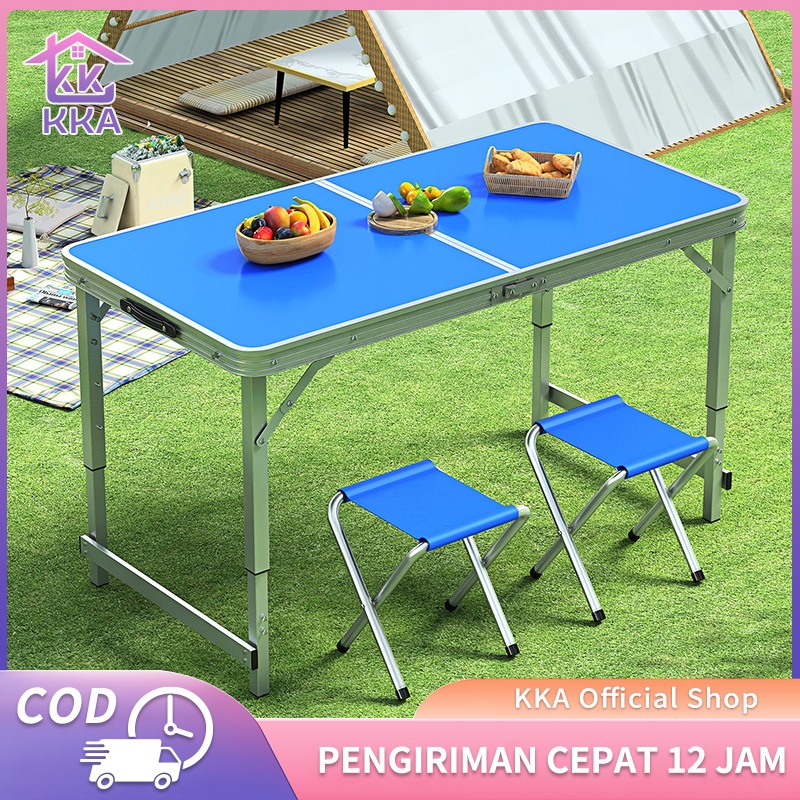 Meja Lipat Koper 2 Kursi Meja Lipat Meja Koper Aluminium meja Portable Kaki