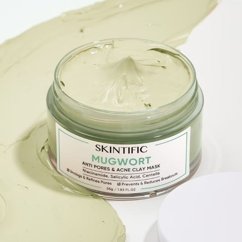 Paket bundling 2 mugwort acne clay mask skintific