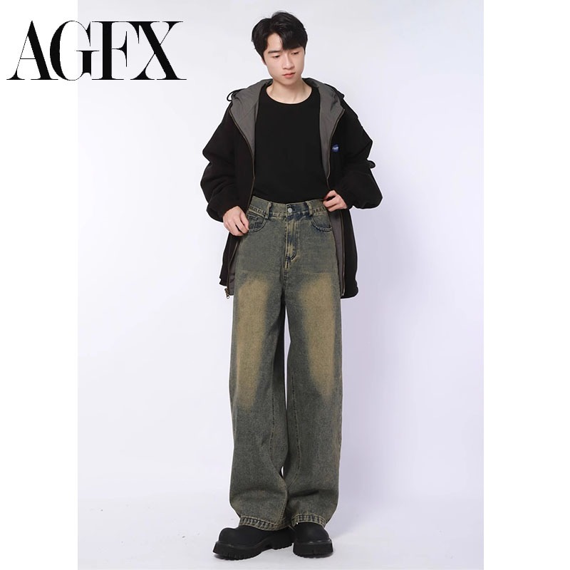 AGEX Jeans Pria Coklat celana baggy jeans pria celana jeans pria jumbo celana jeans pria