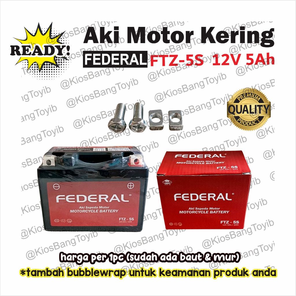 Aki Kering FEDERAL MATIC FTZ 5S 12V 5aH Beat Vario Scoopy Karisma Supra (NXTRA)