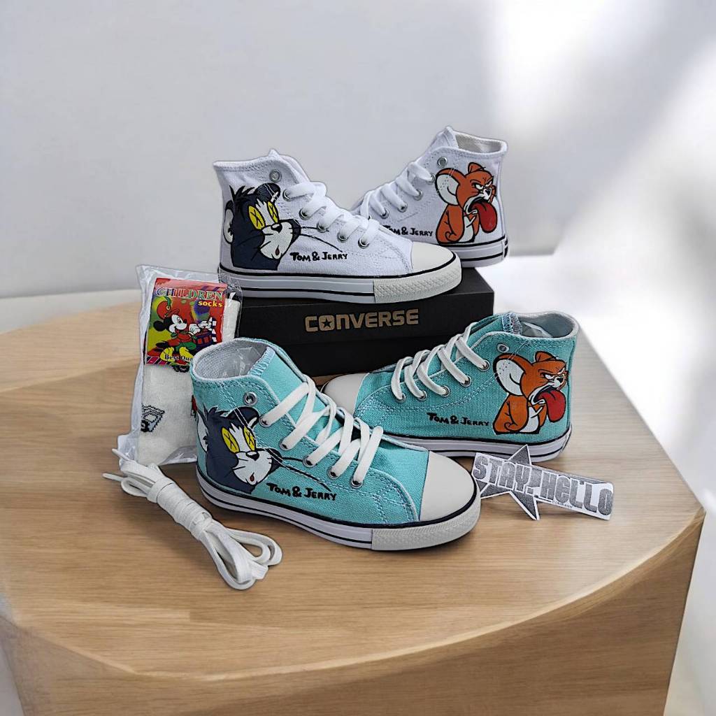 Sepatu anak Converse anak karakter Unisex -White Blue