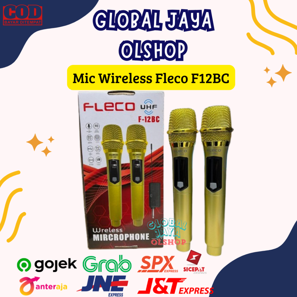 MIC WIRELESS DOUBLE FLECO F12BC - MIK TANPA KABEL