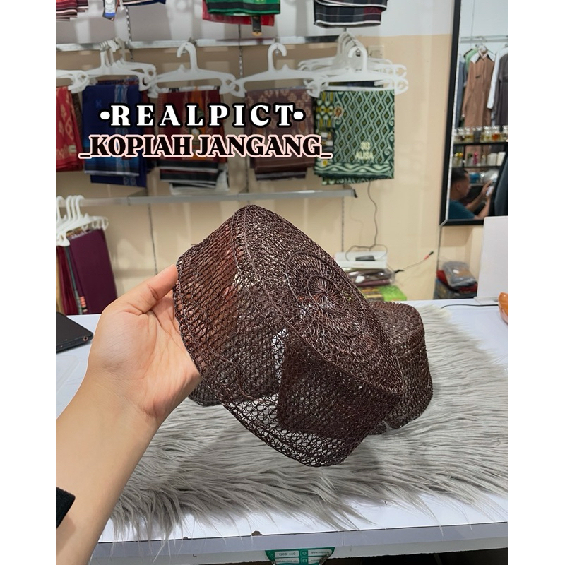 Realpict Kopiah Janggang Kain Rambut Hitam