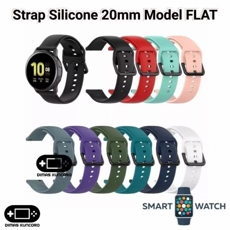 Strap Silicone 20mm FLAT silikon DT No.1 DT88 DT89 DT93 DT94 DT96 DT102 tali karet rubber smartwatch