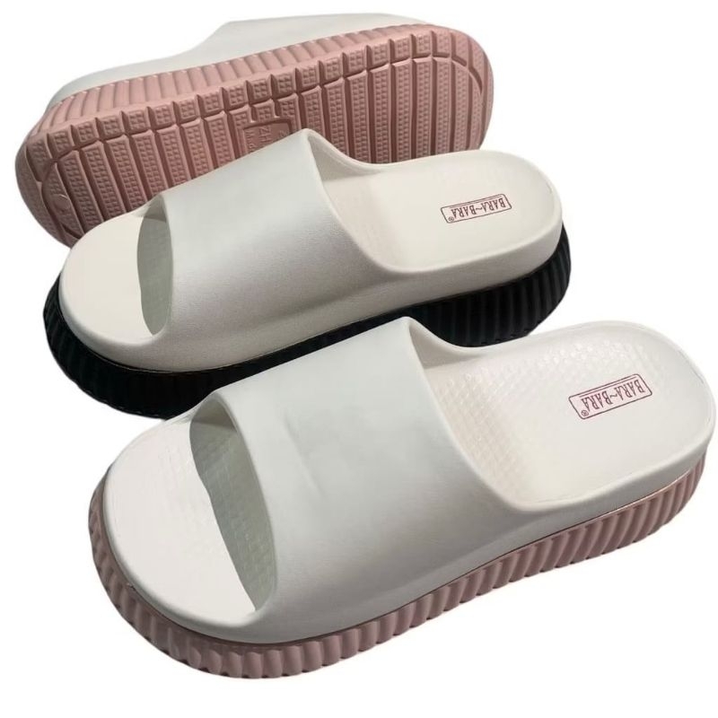 KKY-Slop Wedges Sandal Selop Hak Wanita Dewasa Cewek Bara Bara 5 cm Polos Atas Putih Tinggi Cantik K