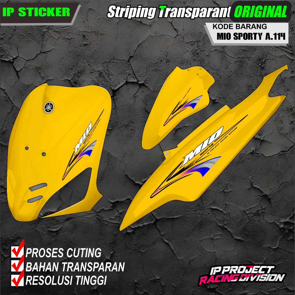 (COD) STIKER STRIPING ORIGINAL MOTOR YAMAHA MIO SPORTY TAHUN 2011 DESAIN HOLOGRAM TRANSPARAN