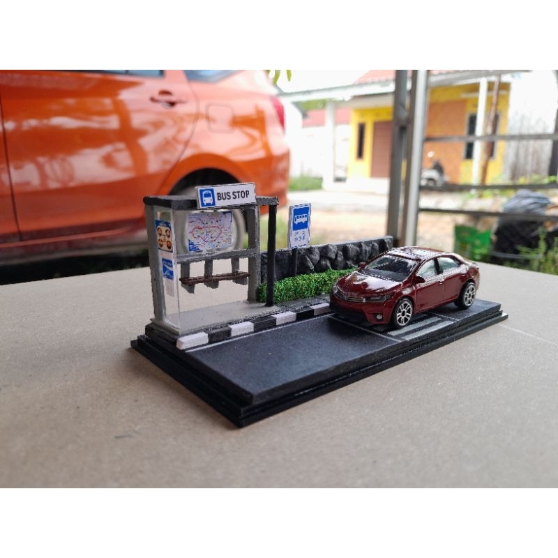 Diorama Mini Akrilik Halte Bus 1:64 / Diorama hotwheels / Diorama MiniGT / Diorama diecast