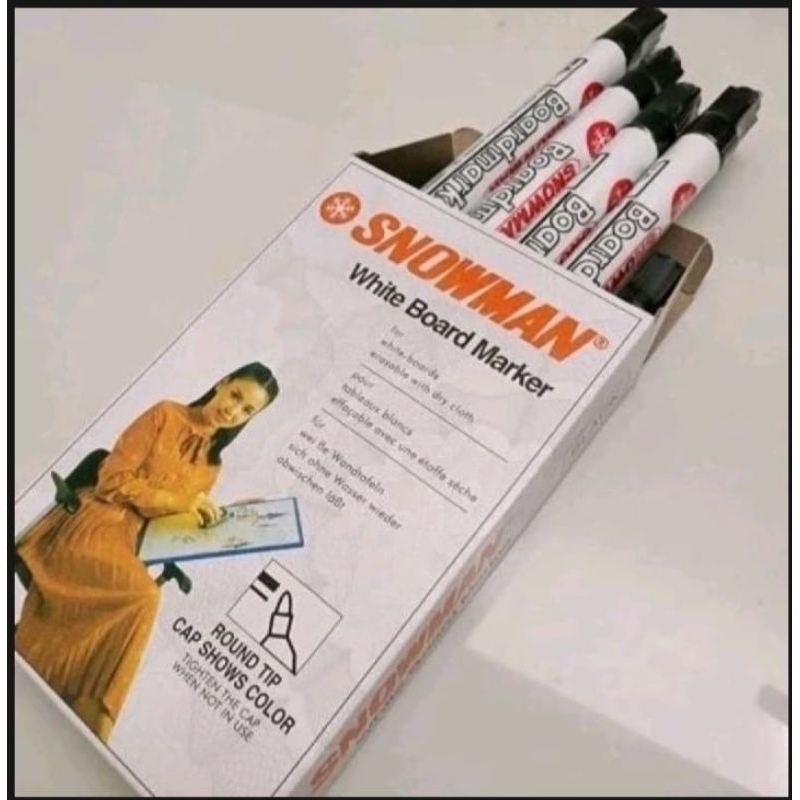 

Spidol Snowman Whiteboard Marker (Spidol Papan Tulis) Isi 12 Pcs