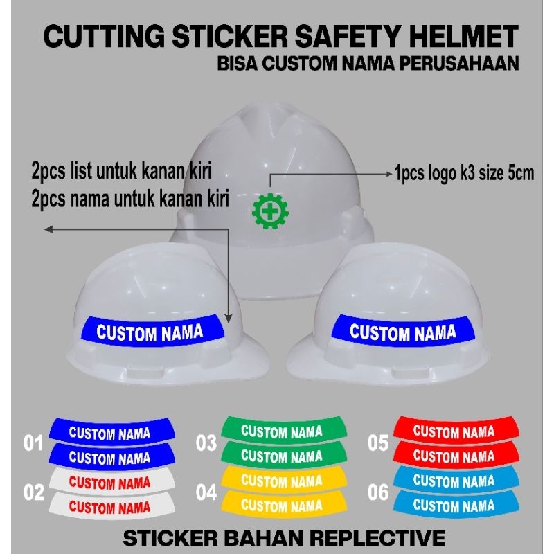 

Cutting Sticker Stiker Safety Helmet Custom 1set