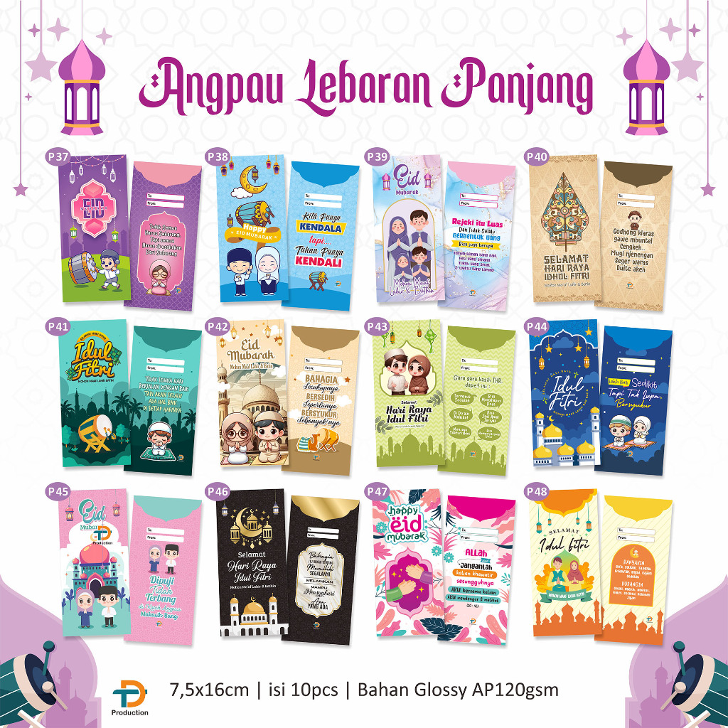 

[ISI 10PCS] Angpau Lebaran panjang / amplop 7,5x16cm TERMURAH