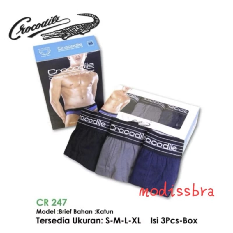Crocodile Cd Pria Katun Brief 521-247 isi 3pcs - Box