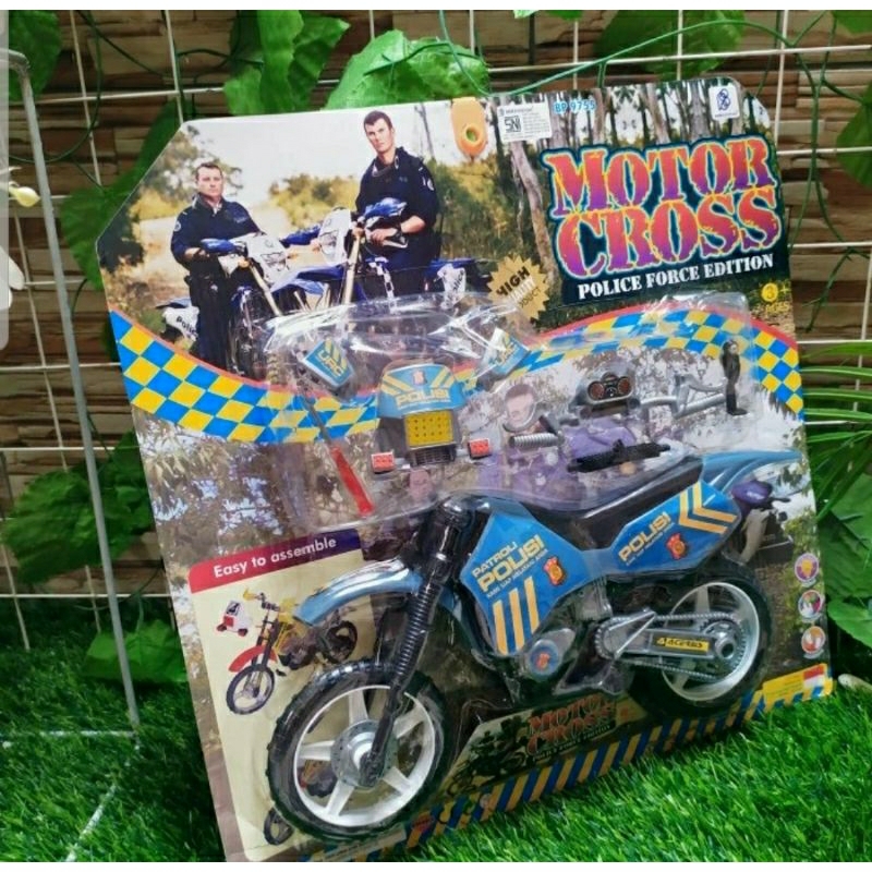 GDM - Mainan motor cross polisi besar anak laki laki - Mainan miniatur besar motor cross trail