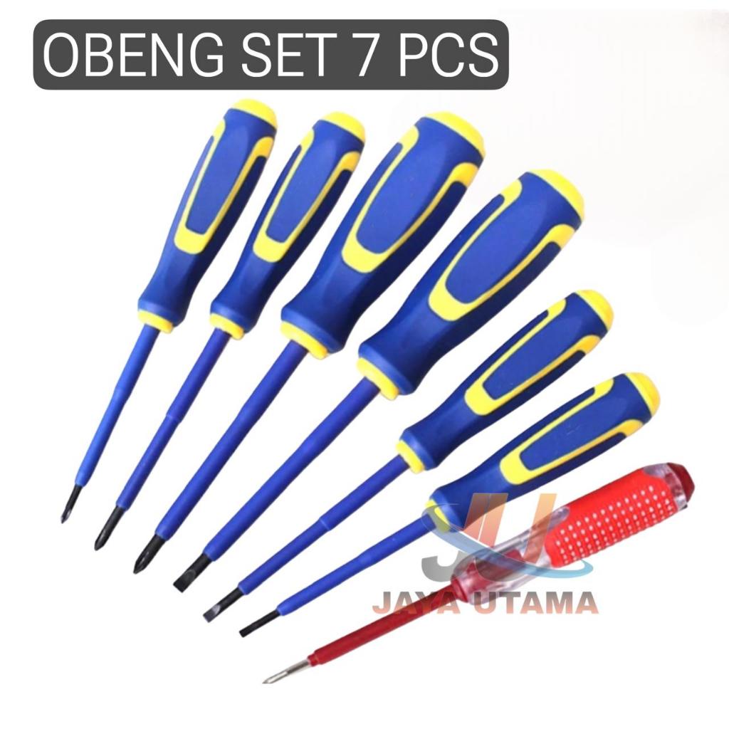 Obeng Listrik Set 7 Pcs Obeng Plus Minus Dan Tespen Obeng Set Tespen Obeng Set