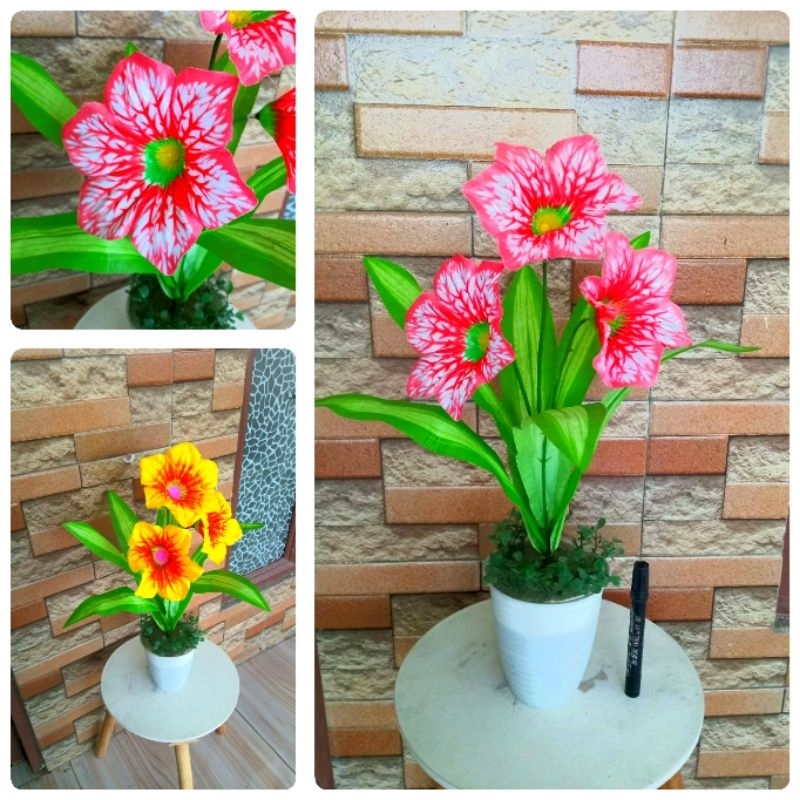 Gladiol bakung desember amarilis bunga hias artificial imitasi palsu plastik