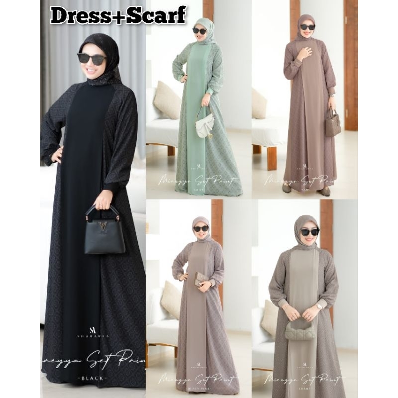 Mireyya Set Print (Dress & Scarf) by shArarea