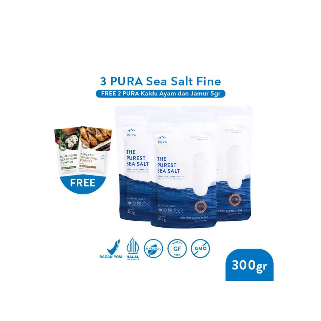 

Pura Sea Salt (300gr) 3 Pcs - Garam Laut - Garam Organik - Garam Natural - Garam Tanpa Rafinasi - Garam Sehat - Garam Rendah Natrium
