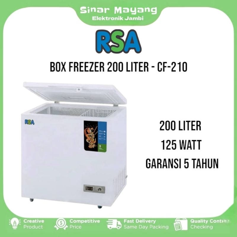 Chest Freezer RSA CF-210/ Box Freezer 200 Liter RSA/ Garansi Resmi RSA