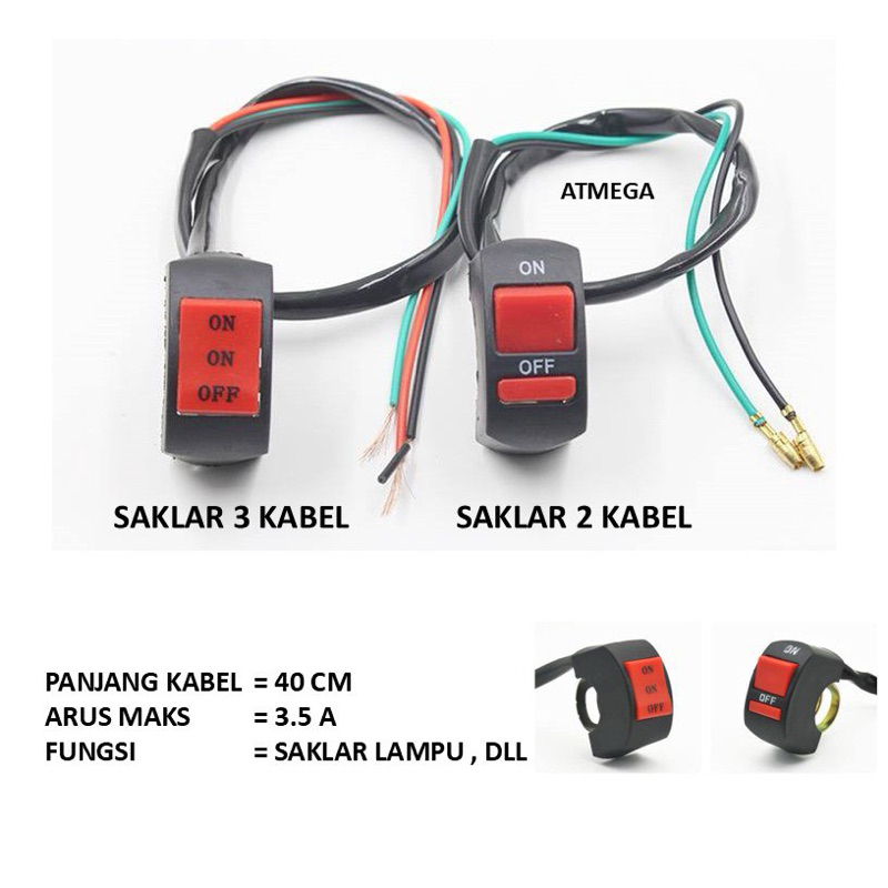 SAKLAR LAMPU STANG MOTOR 2 KABEL 3 KABEL