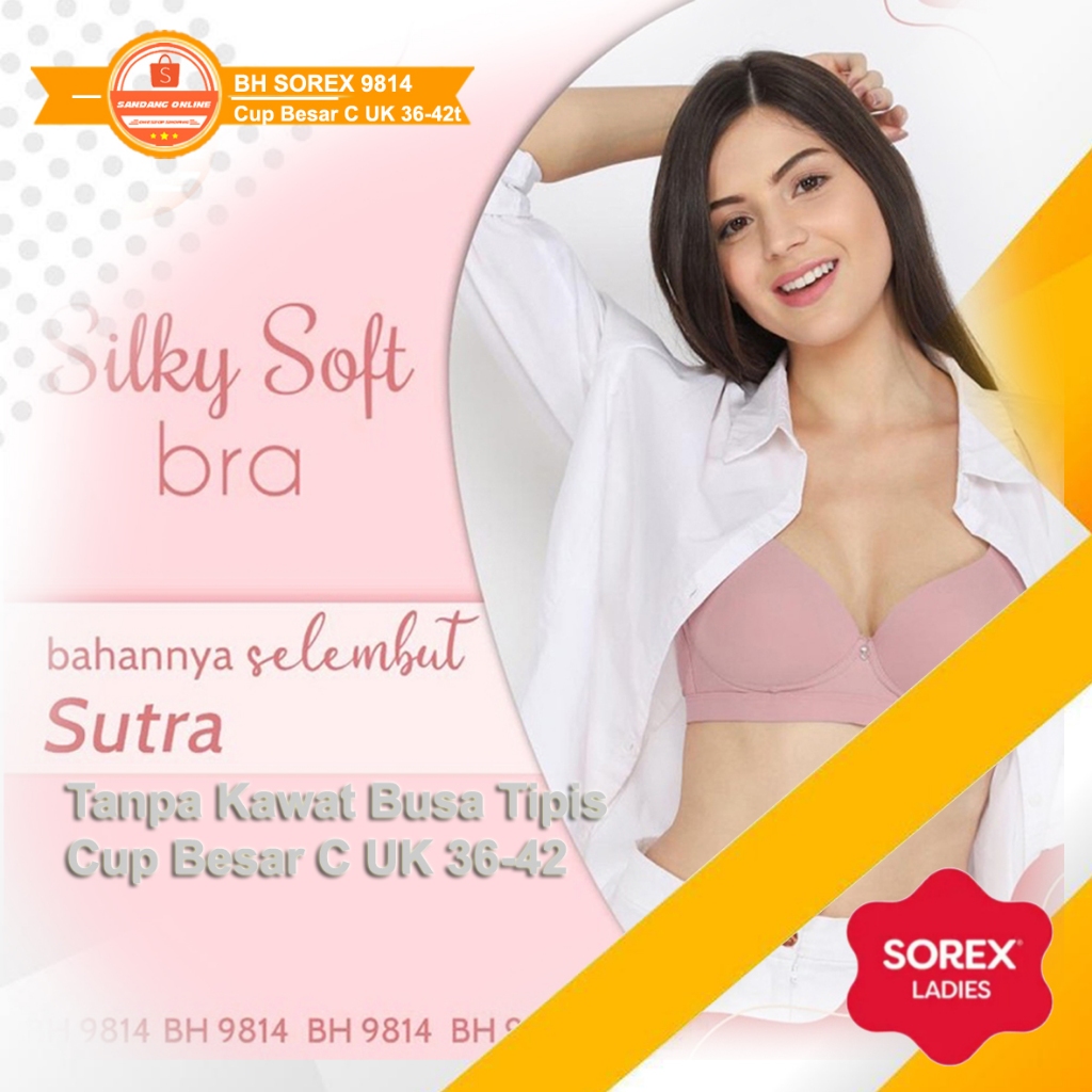 BH SOREX 9814 Tanpa Kawat Busa Tipis Cup Besar C UK 36-42