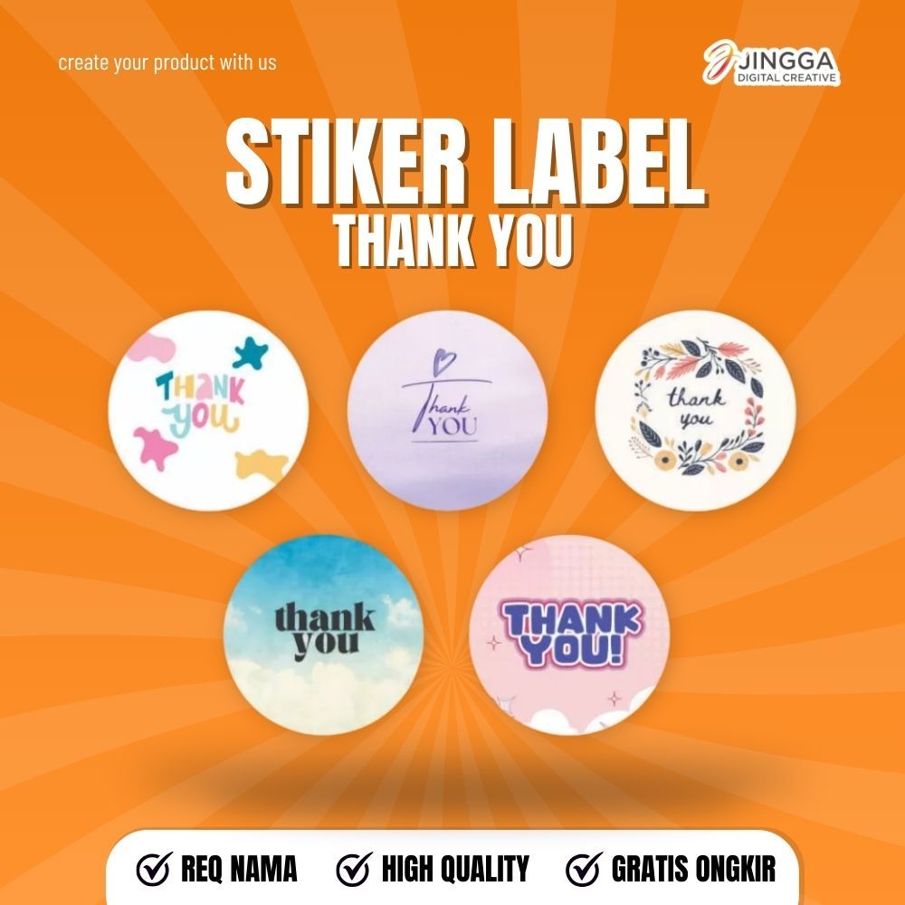 

[MIN 45 PCS] Sticker label terima kasih | Thank You Sticker | Label Terima kasih